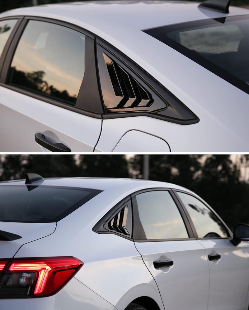 CKE for 11th Gen Civic Sedan Compatible with Honda Civic 2026 2025 2024 2023 2022 Accessories Car Exterior Rear Side Window Louvers Air Vent Scoop Shades Cover Blinds -Bright Black - Image 4